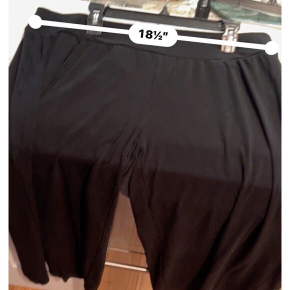 Eileen Fisher L Large Silk Pants Georgette Crepe Pleated Wide Leg Crop Black - Picture 7 of 11